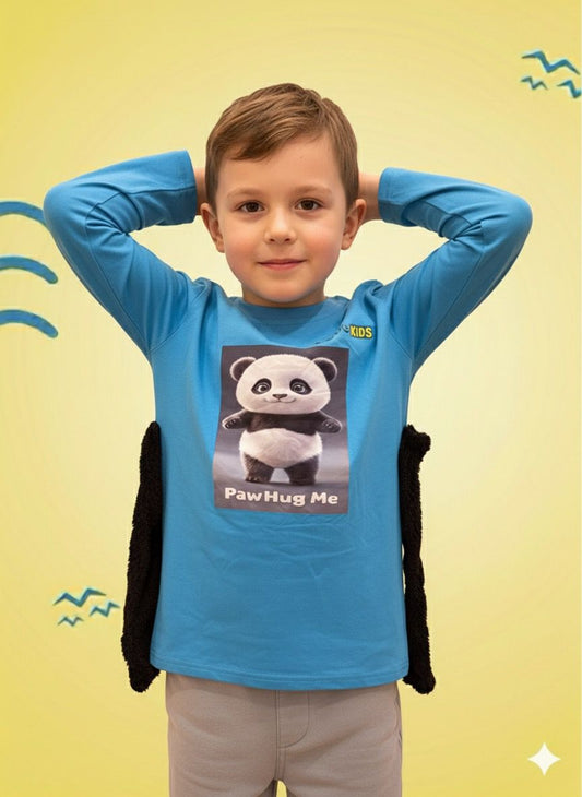 PawHug Bunny Panda Tiger Long Sleeve Shirt with removable paws for girls and boys, Mompokids, fun, interactive, machine washable, fidget toy you can't loose
