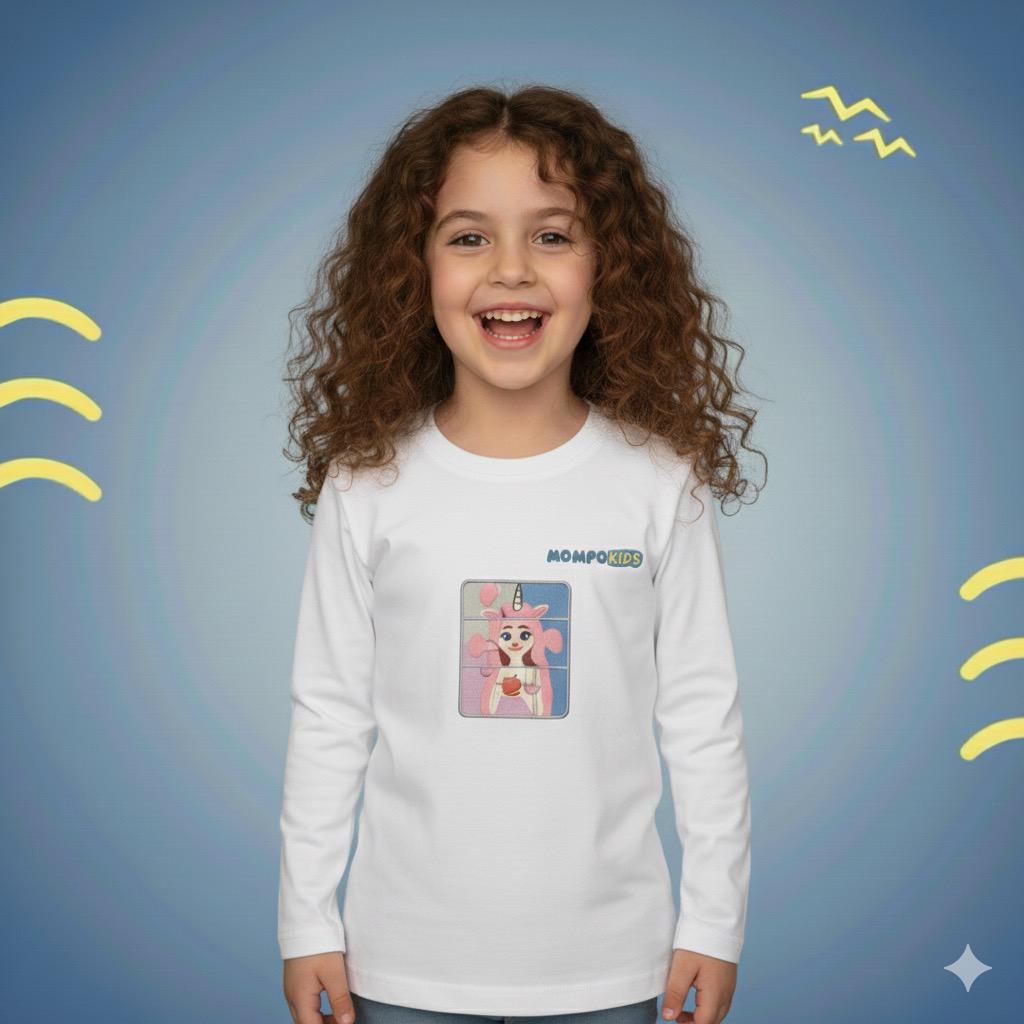 Puzzle-Up Unicorn&Bumblee Bee Long Sleeve Shirt with additional puzzle patch for girls and boys with removable puzzle pieces, Mompokids, fun, interactive, machine washable, improves fine motor skills, fidget toy you can't loose