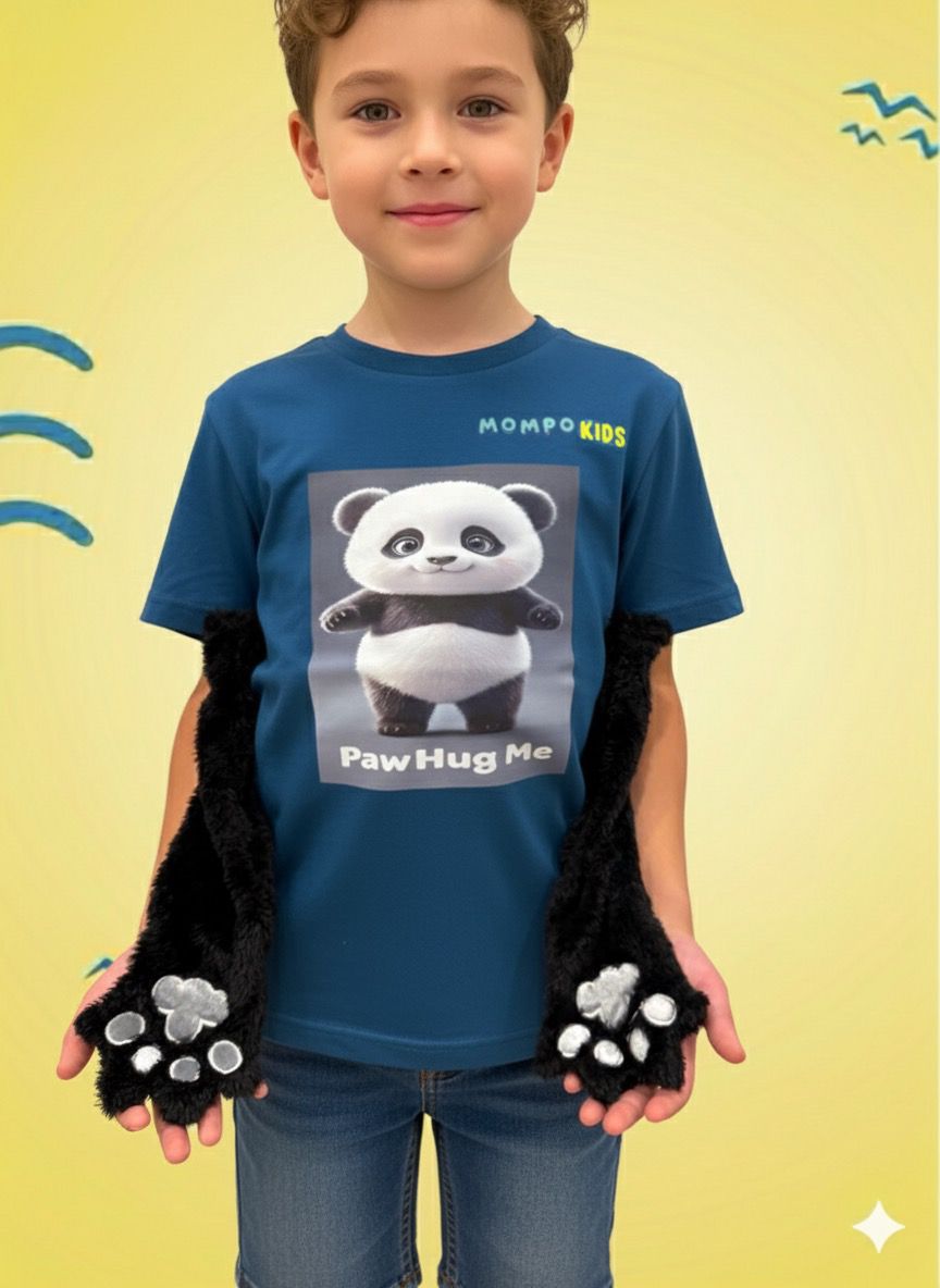 PawHugs Bunny Panda Tiger Short Sleeve Shirt with removable paws for girls and boys, Mompokids, fun, interactive, machine washable, fidget toy you can't loose