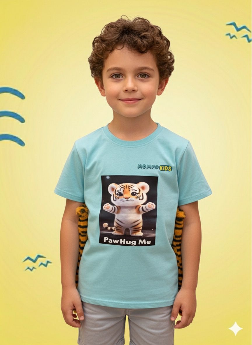 PawHugs Bunny Panda Tiger Short Sleeve Shirt with removable paws for girls and boys, Mompokids, fun, interactive, machine washable, fidget toy you can't loose