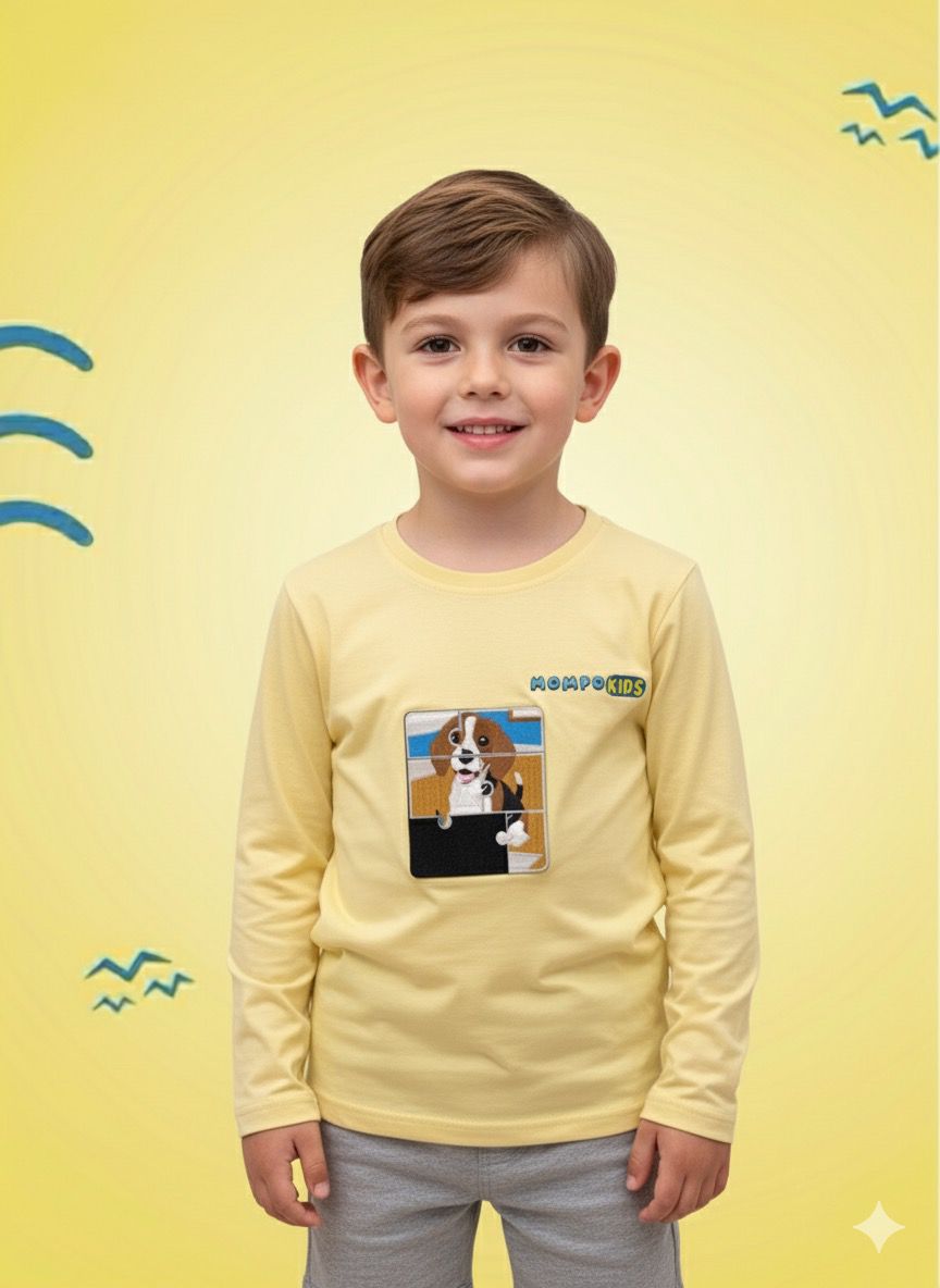 Puzzle-Up Dog&Cat  Long Sleeve Shirt with additional puzzle patch for girls and boys with removable puzzle pieces, Mompokids, fun, interactive, machine washable, improves fine motor skills, fidget toy you can't loose