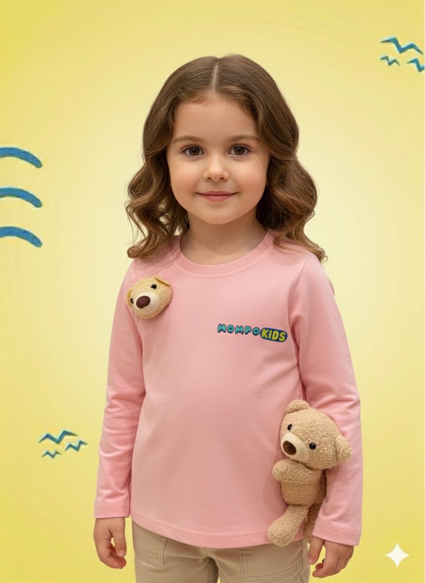 Футболка с длинными рукавами Snap-a-Plush с подвеской и съемным плюшевым мишкой для девочек и мальчиков, Mompokids, забавная, интерактивная, можно стирать в машинке, игрушка-антистресс, которую невозможно потерять.