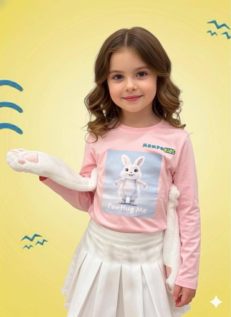 PawHug Bunny Panda Tiger Long Sleeve Shirt with removable paws for girls and boys, Mompokids, fun, interactive, machine washable, fidget toy you can't loose