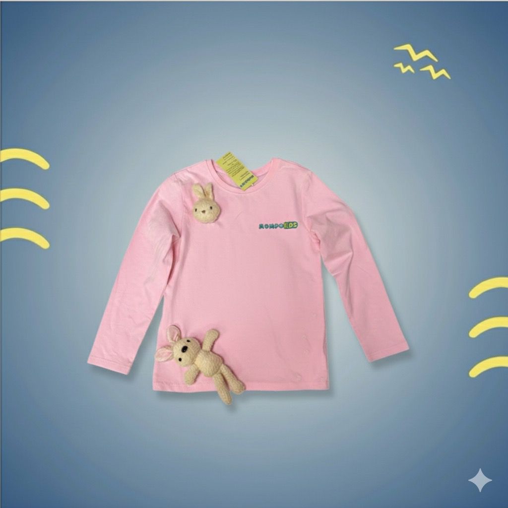 Футболка с длинными рукавами Snap-a-Plush с подвеской и съемным плюшевым зайчиком для девочек и мальчиков, Mompokids, забавная, интерактивная, можно стирать в машинке, игрушка-антистресс, которую невозможно потерять.